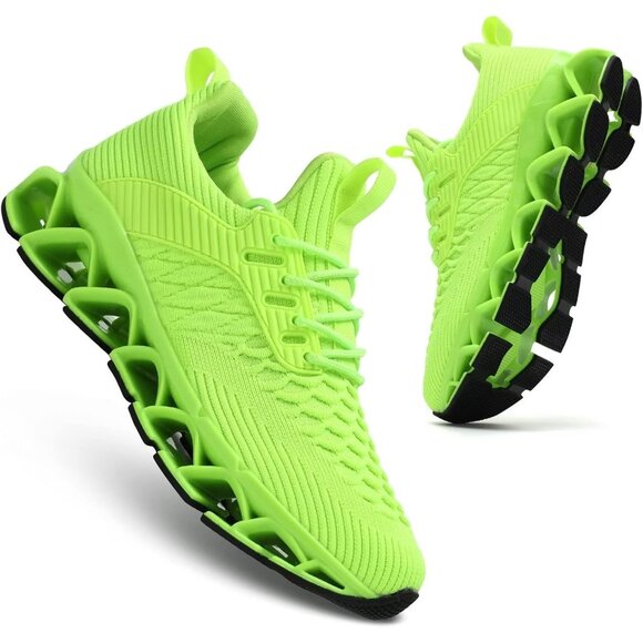 Women Fluorescent Green Walking Running Shoes Blade Sneaker Non-Slip Comfort - Picture 8 of 9